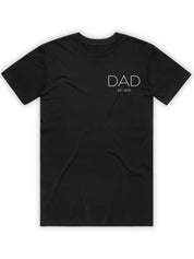 The Year He Became Dad - Custom Name back Tee