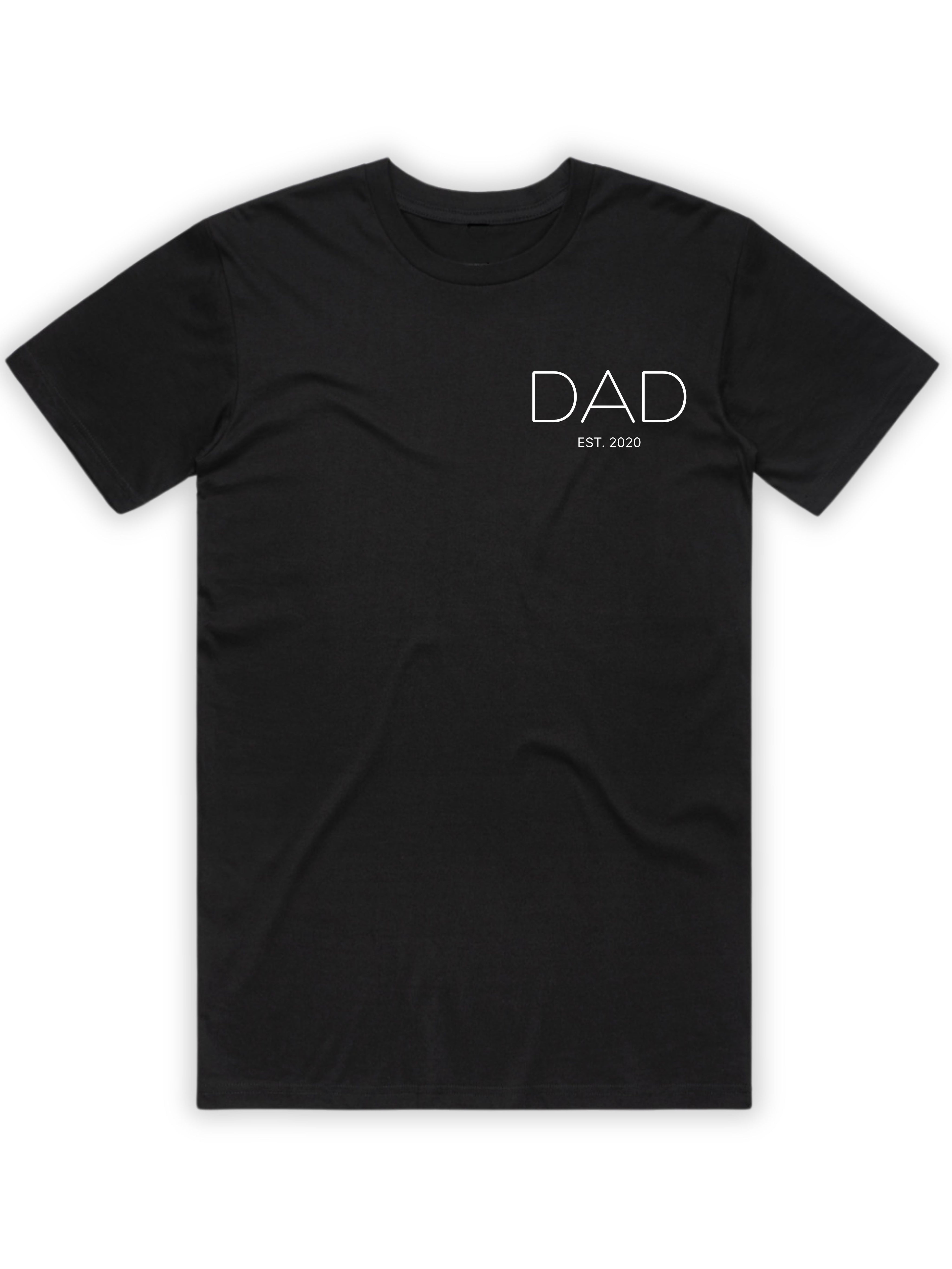 The Year He Became Dad - Custom Name back Tee