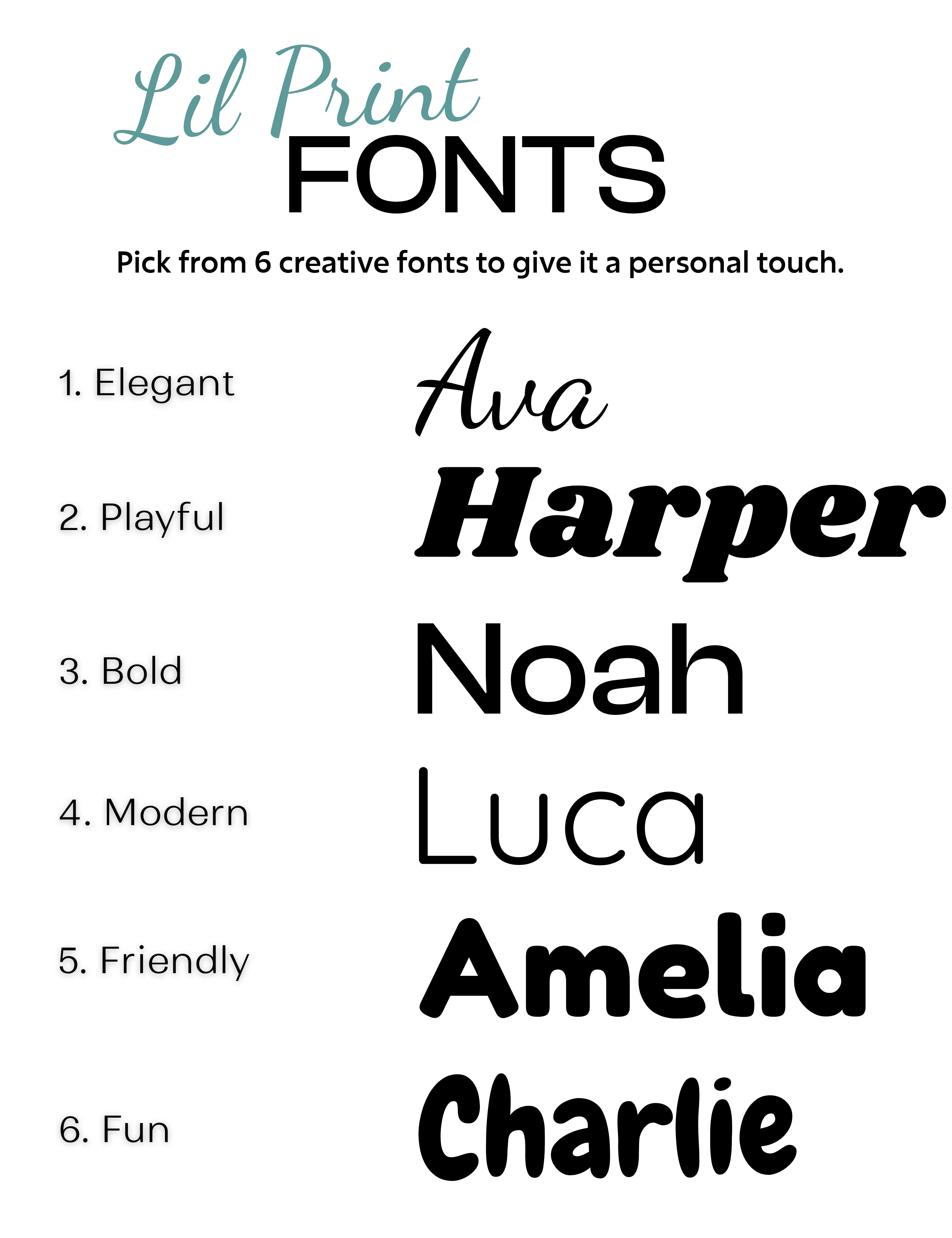 Lil Print font selection