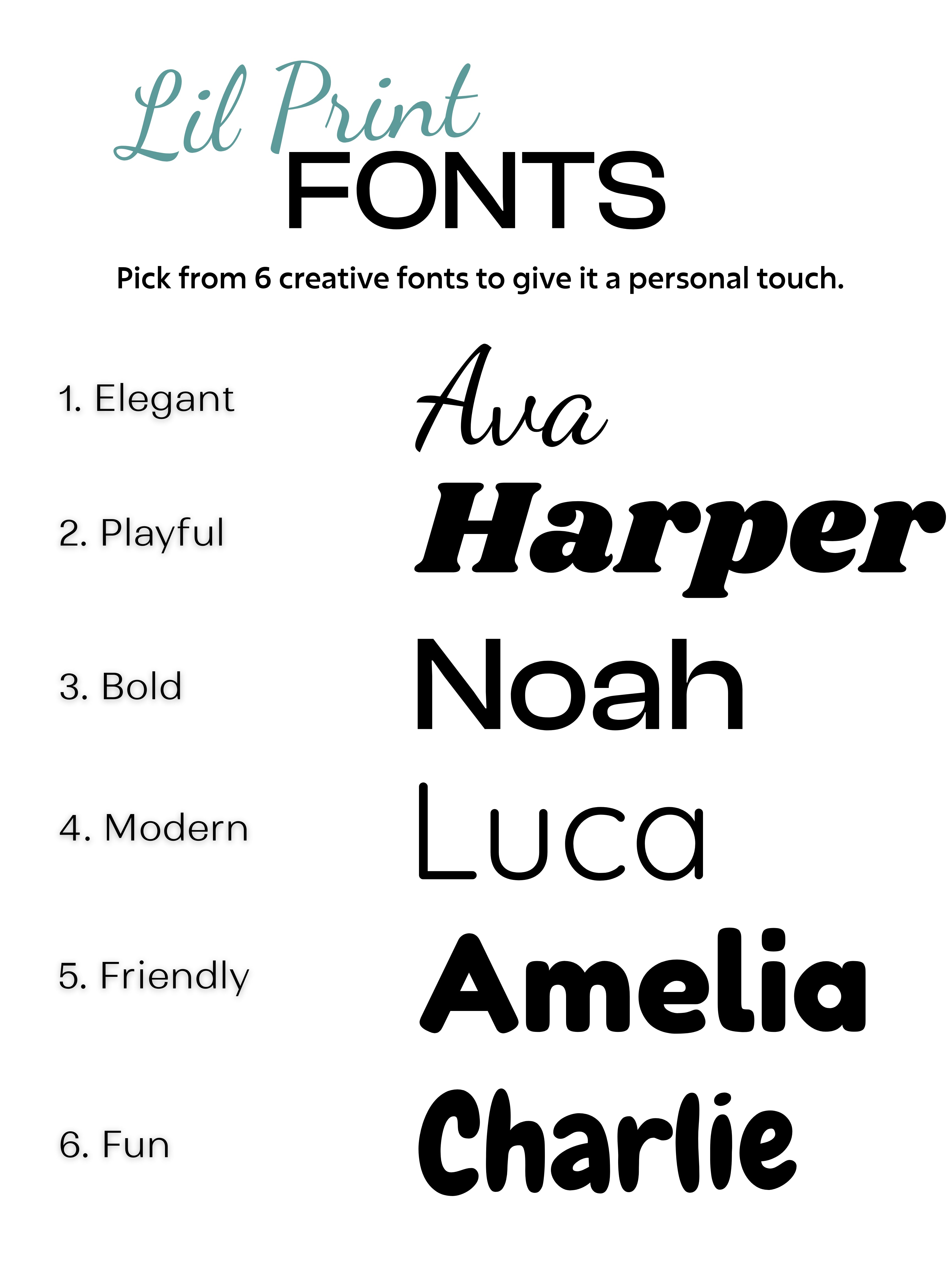 Lil Print font selection